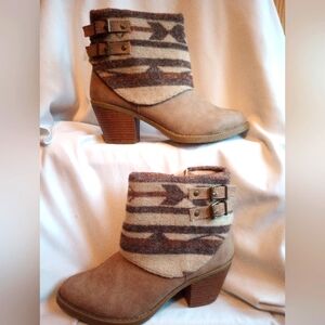 Sugar .Tan and Brown Ankle Boots with Western Design